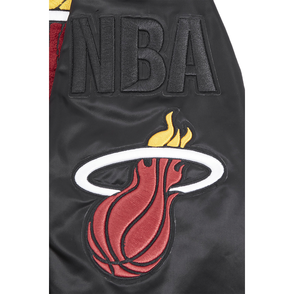 Pro Standard Miami Heat Mash Up Rib Satin Jacket - Men's - Black - Image 6