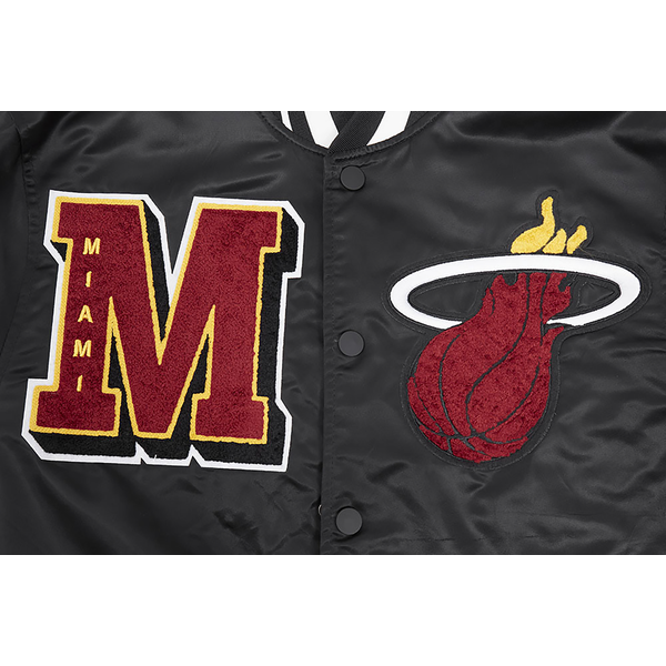 Pro Standard Miami Heat Mash Up Rib Satin Jacket - Men's - Black - Image 8