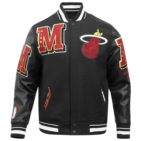 Pro Standard Miami Heat Mash Up Rib Wool Varsity Jacket - Men's - Black