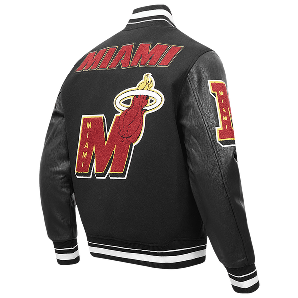 Pro Standard Miami Heat Mash Up Rib Wool Varsity Jacket - Men's - Black - Image 4