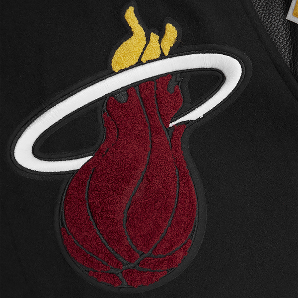 Pro Standard Miami Heat Mash Up Rib Wool Varsity Jacket - Men's - Black - Image 5