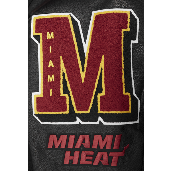 Pro Standard Miami Heat Mash Up Rib Wool Varsity Jacket - Men's - Black - Image 8