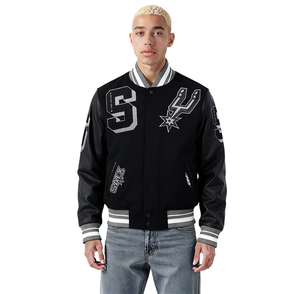 Pro Standard San Antonio Spurs Mash Up Wool Varsity Jacket - Men's - Black/Gray