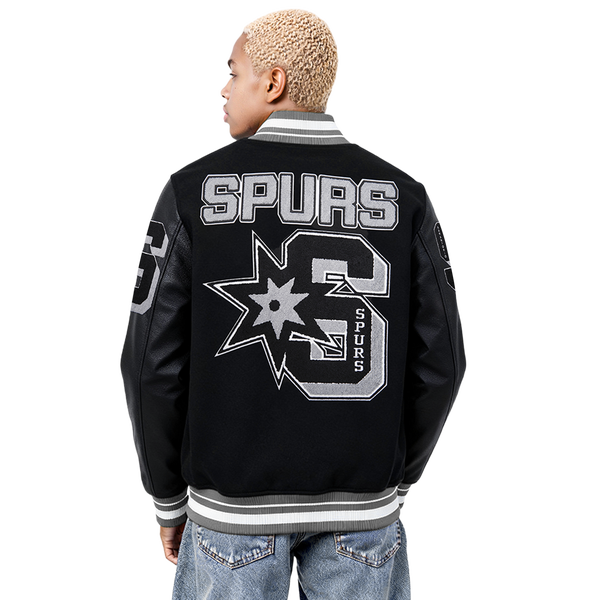 Pro Standard San Antonio Spurs Mash Up Wool Varsity Jacket - Men's - Black/Gray - Image 2