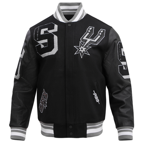 Pro Standard San Antonio Spurs Mash Up Wool Varsity Jacket - Men's - Black/Gray - Image 3