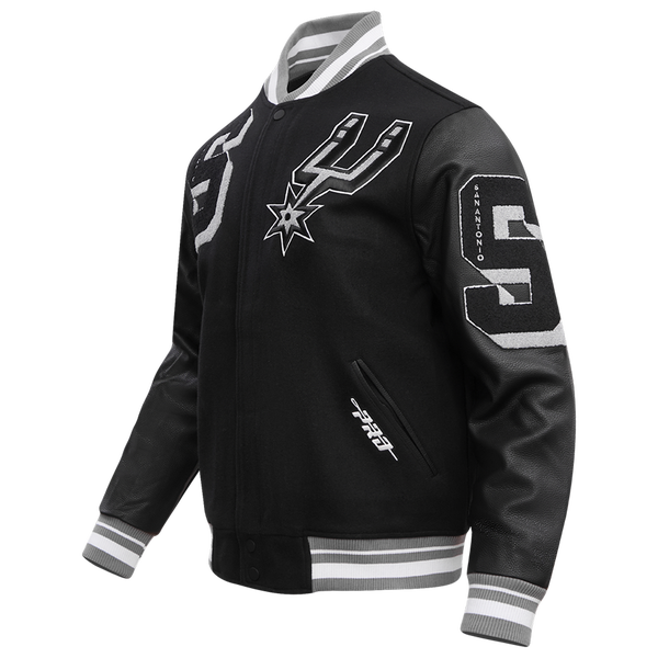 Pro Standard San Antonio Spurs Mash Up Wool Varsity Jacket - Men's - Black/Gray - Image 4