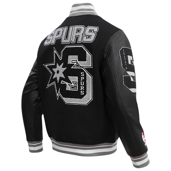 Pro Standard San Antonio Spurs Mash Up Wool Varsity Jacket - Men's - Black/Gray - Image 5