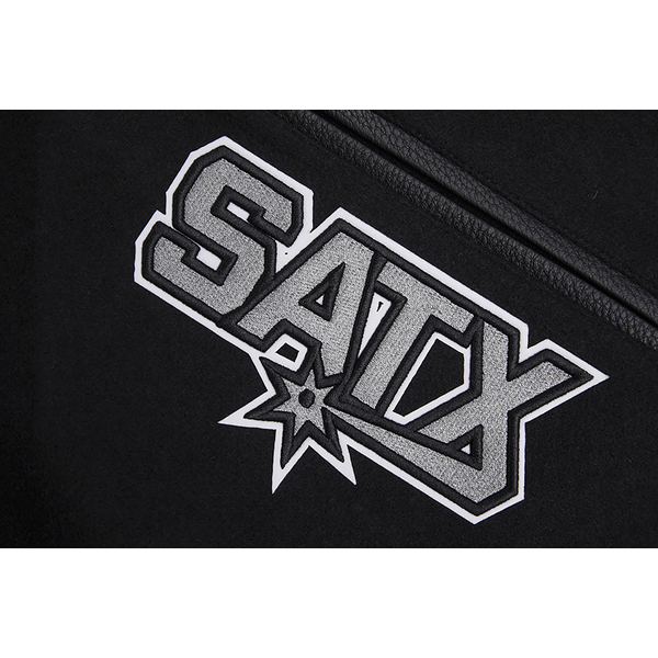 Pro Standard San Antonio Spurs Mash Up Wool Varsity Jacket - Men's - Black/Gray - Image 7