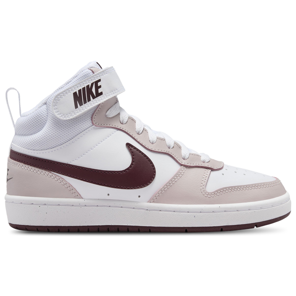 Nike Court Borough Mid 2 - Boys' Grade School - White/Burgundy Crush/Platinum Violet