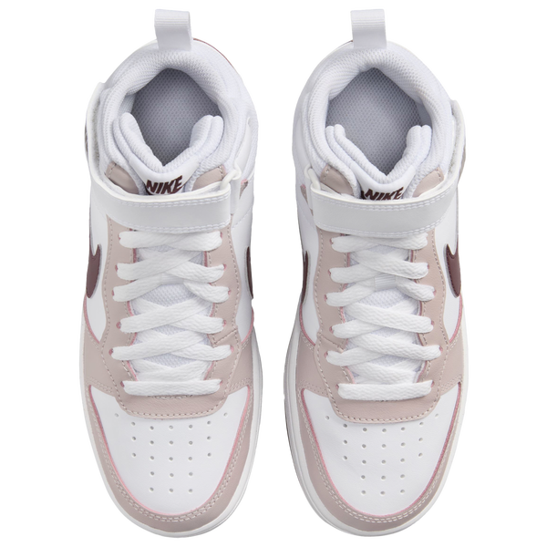 Nike Court Borough Mid 2 - Boys' Grade School - White/Burgundy Crush/Platinum Violet - Image 4