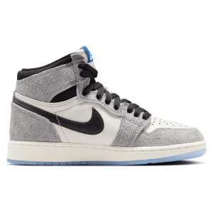 Jordan Retro 1 High OG - Boys' Grade School - Cool Grey/Black/Game Royal