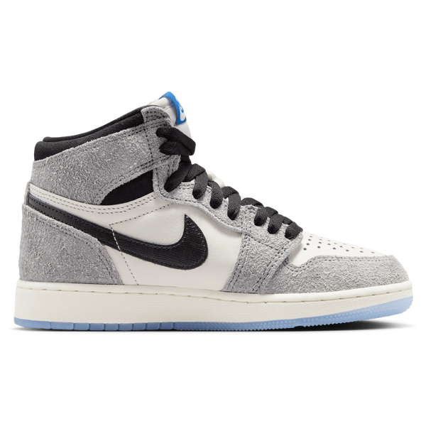 Jordan Retro 1 High OG - Boys' Grade School - Cool Grey/Black/Game Royal