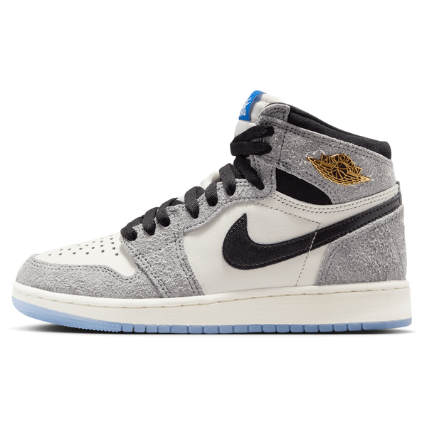 Jordan Retro 1 High OG - Boys' Grade School - Cool Grey/Black/Game Royal - Image 2