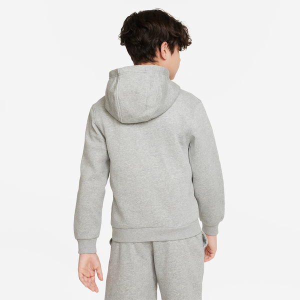 Nike NSW Club LBR Fleece Hoodie - Boys' Grade School - White/Dark Grey Heather - Image 2