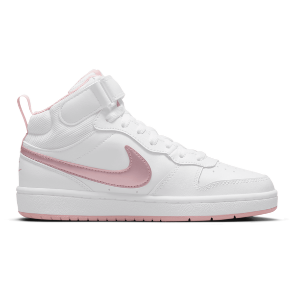 Nike Court Borough Mid 2 - Boys' Grade School - White/Pink Glaze