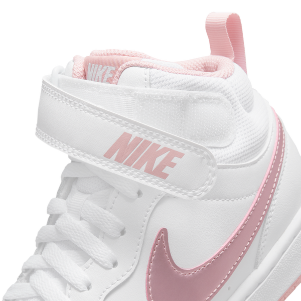 Nike Court Borough Mid 2 - Boys' Grade School - White/Pink Glaze - Image 8
