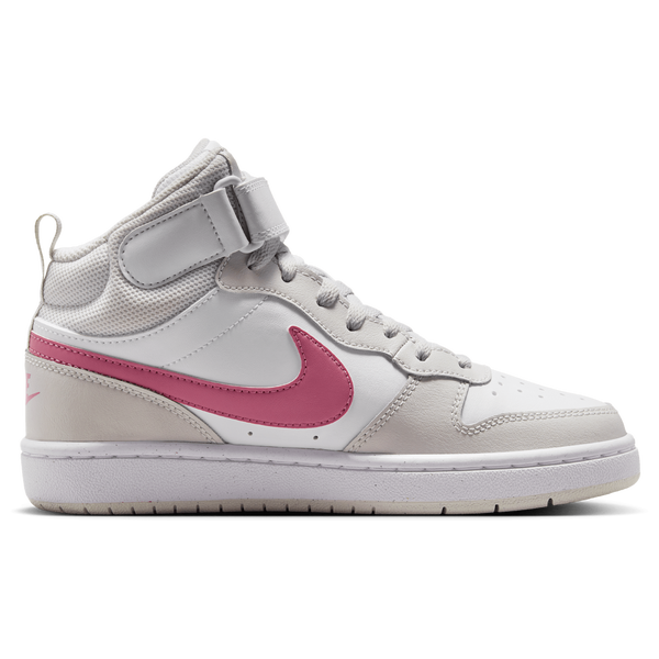 Nike Court Borough Mid 2 - Boys' Grade School - White/Peony/Vast Grey