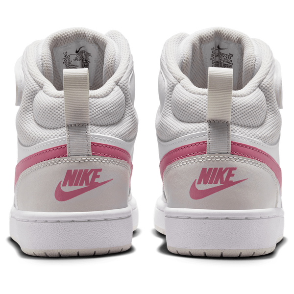 Nike Court Borough Mid 2 - Boys' Grade School - White/Peony/Vast Grey - Image 3