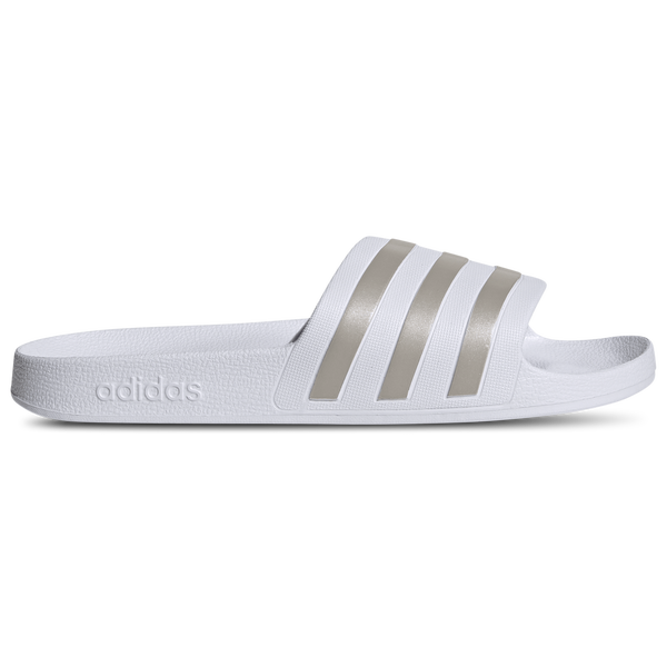 adidas Adilette Aqua Slides - Men's - Ftwr White/Ftwr White/Platin Met