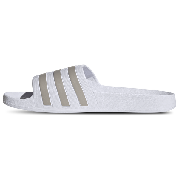 adidas Adilette Aqua Slides - Men's - Ftwr White/Ftwr White/Platin Met - Image 2