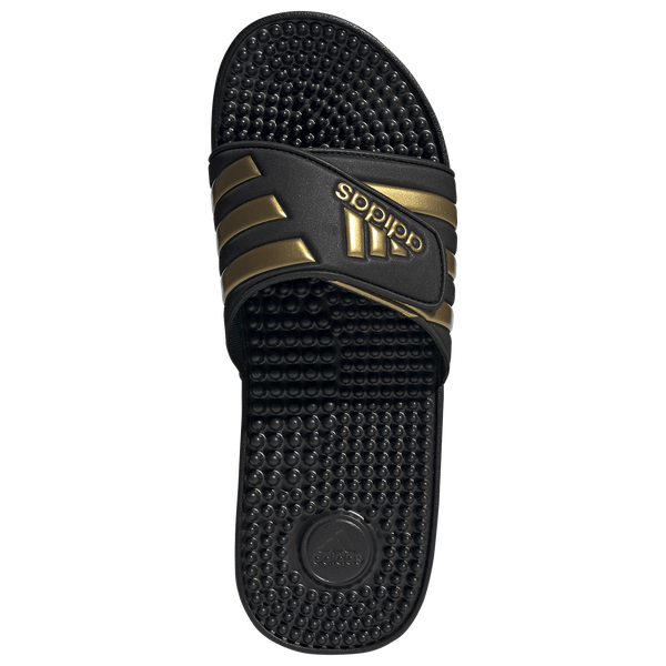 adidas Adissage Slides - Men's - Core Black/Gold Metallic/Core Black - Image 5
