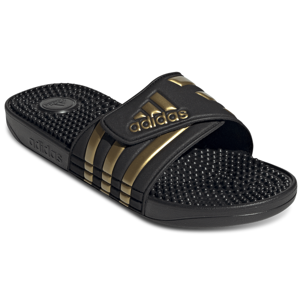 adidas Adissage Slides - Men's - Core Black/Gold Metallic/Core Black - Image 7