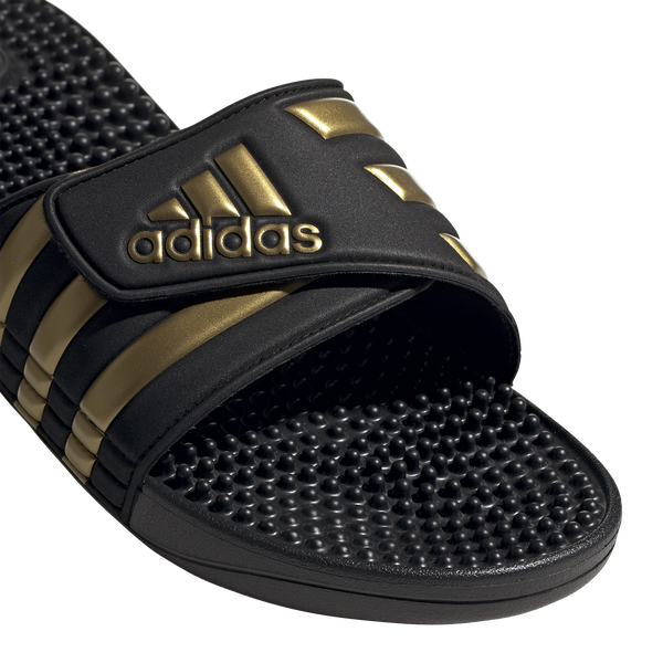 adidas Adissage Slides - Men's - Core Black/Gold Metallic/Core Black - Image 8