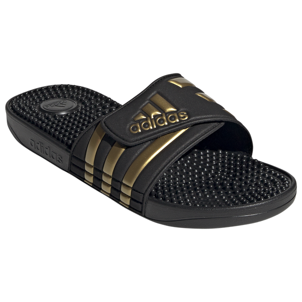 adidas Adissage Slides - Men's - Core Black/Gold Metallic/Core Black - Image 10