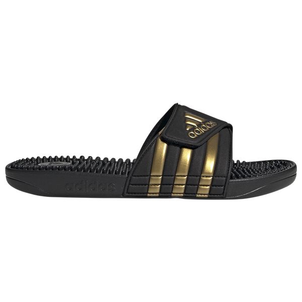 adidas Adissage Slides - Men's - Core Black/Gold Metallic/Core Black - Image 11