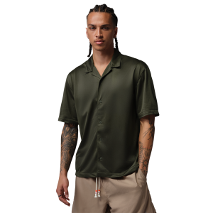Jordan Brooklyn Festival Button Down Top - Men's - Black/Cargo Khaki