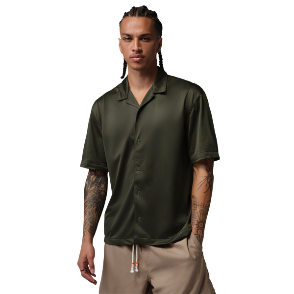 Jordan Brooklyn Festival Button Down Top - Men's - Black/Cargo Khaki