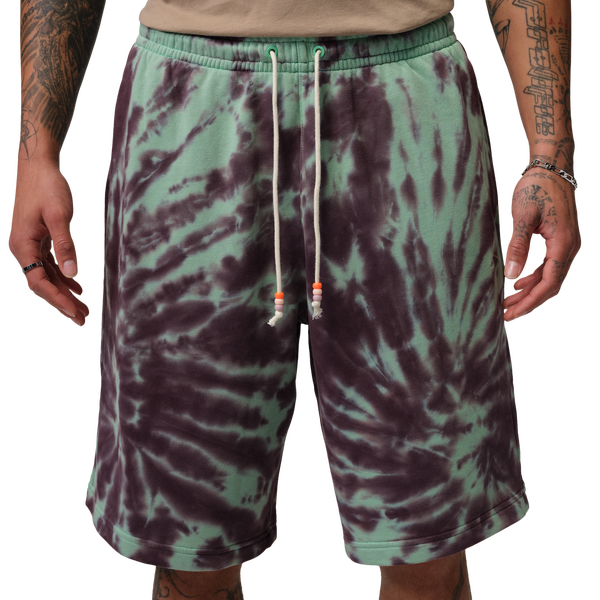 Jordan Brooklyn Festival TD Fleece Shorts - Men's - Burgundy Ash/Pale Ivory/Green Glow