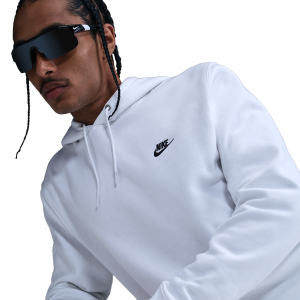 Nike Club Pullover Hoodie - Men's - White/Black/Black