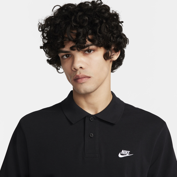 Nike Club SS Polo Pique - Men's - Black/White - Image 3