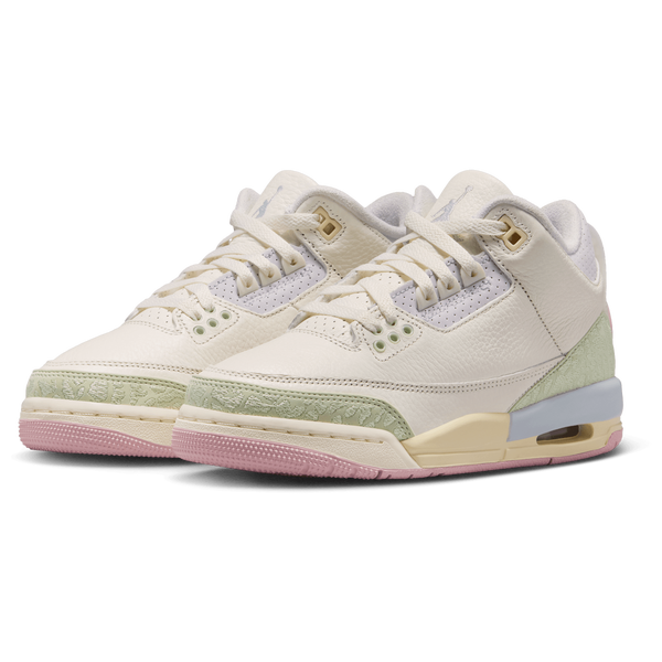Jordan Retro 3 - Boys' Grade School - White/Pink/Green - Image 6