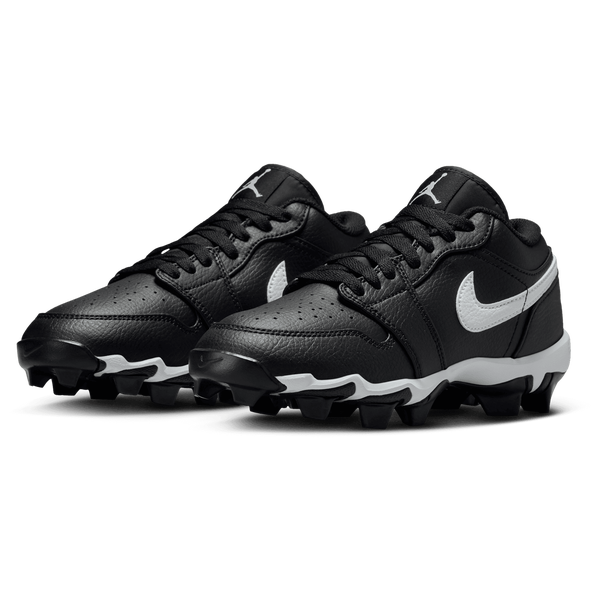 Jordan AJ 1 Low Cleats - Boys' Grade School - White/Black - Image 6