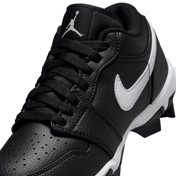 Jordan AJ 1 Low Cleats - Boys' Grade School - White/Black - Image 7