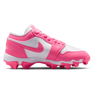 Jordan AJ 1 Low Cleats - Boys' Grade School - White/Digital Pink