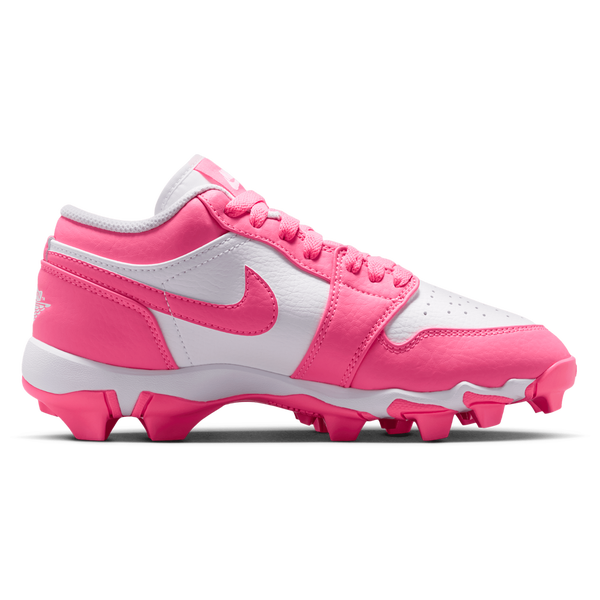 Jordan AJ 1 Low Cleats - Boys' Grade School - White/Digital Pink