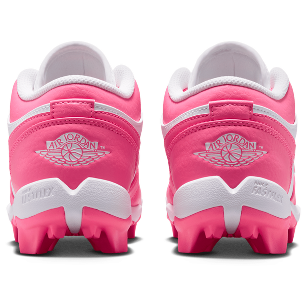 Jordan AJ 1 Low Cleats - Boys' Grade School - White/Digital Pink - Image 3