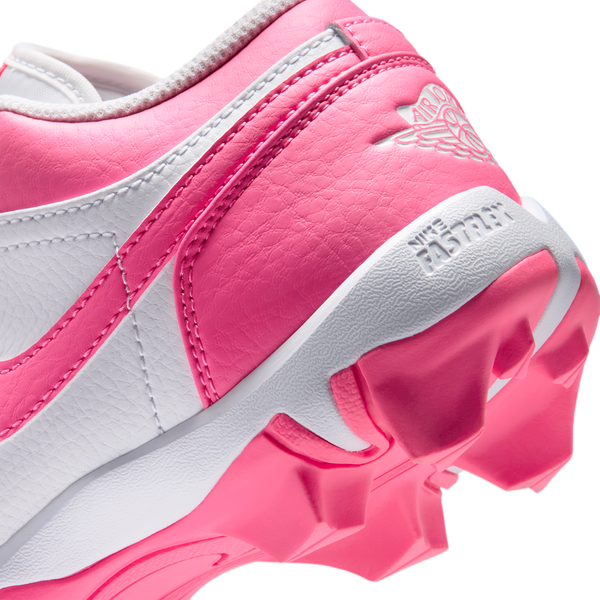 Jordan AJ 1 Low Cleats - Boys' Grade School - White/Digital Pink - Image 8