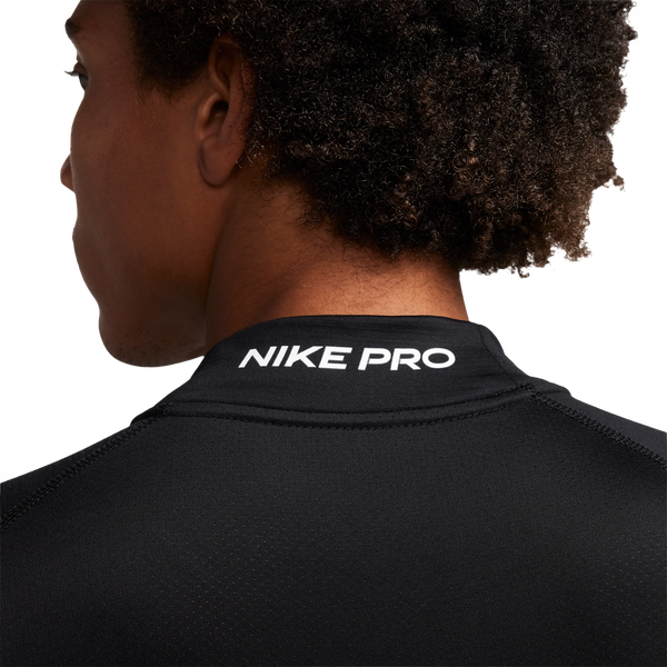 Nike Pro Top Warm LS Mock - Men's - Black/White - Image 4