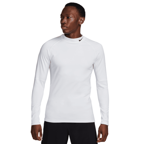 Nike Pro Top Warm LS Mock - Men's - White/Black