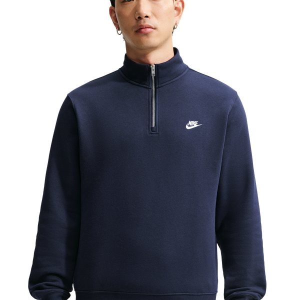 Nike Club Fleece Half-Zip - Men's - Obsidian/Obsidian/White