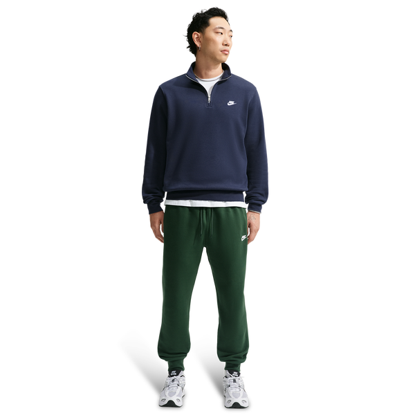 Nike Club Fleece Half-Zip - Men's - Obsidian/Obsidian/White - Image 3