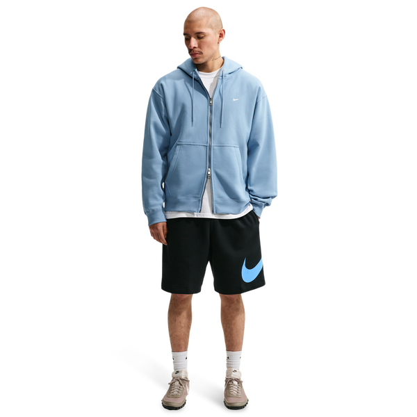 Nike Solo Swoosh Fleece Shorts - Men's - Black/Black/Football Blue - Image 4