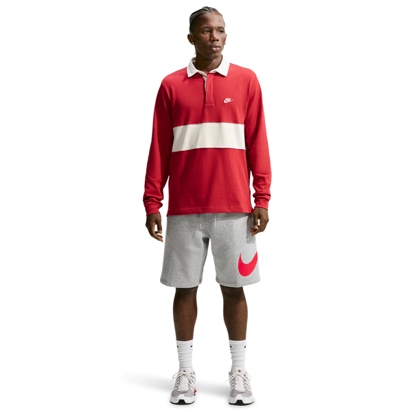Nike Solo Swoosh Fleece Shorts - Men's - University Red/Light Smoke Grey/Dark Grey Heather - Image 4