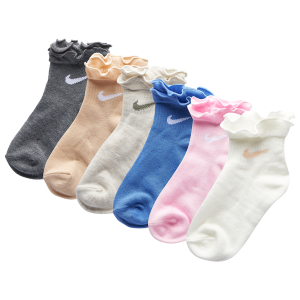 Nike Ruffle Welt Ankle 6 Pack - Girls' Preschool - Sail/Pink/White
