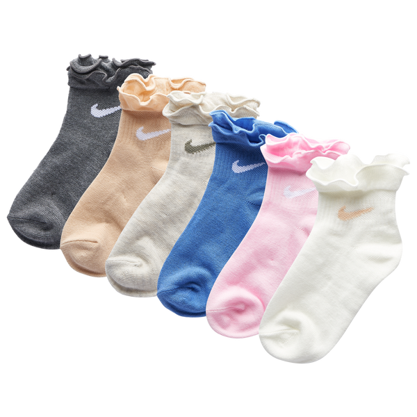 Nike Ruffle Welt Ankle 6 Pack - Girls' Preschool - Sail/Pink/White