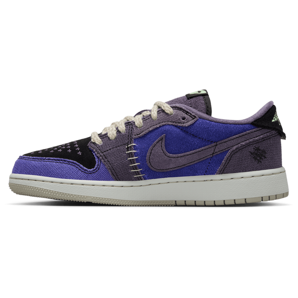Jordan Air Jordan Retro 1 Low - Boys' Grade School - Black/Regency Purple/Vapor Green - Image 2